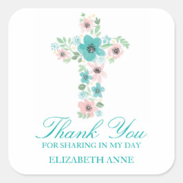 Vattenfärgsblomma Kor första kommune Fyrkantigt Klistermärke