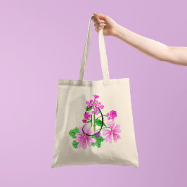 Vattenfärgsblomma med rosa 1 på den första sidan tygkasse
