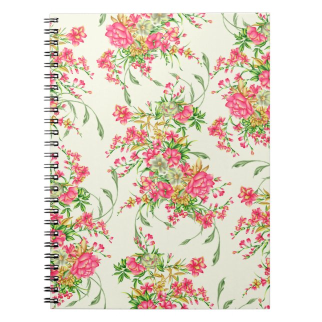 vattenfärgsblomma mönsterabstrakt, rosa, konst, ba anteckningsbok (Framsidan)