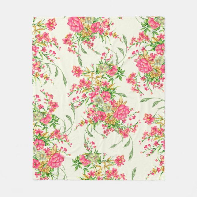 vattenfärgsblomma mönsterabstrakt, rosa, konst, ba fleecefilt (Framsidan)