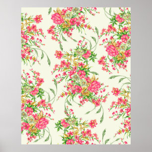 vattenfärgsblomma mönsterabstrakt, rosa, konst, ba poster