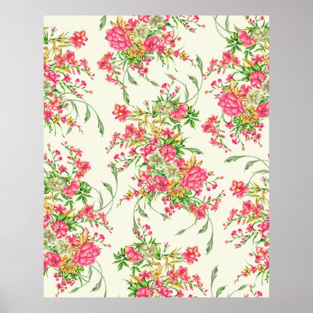 vattenfärgsblomma mönsterabstrakt, rosa, konst, ba poster (Framsidan)