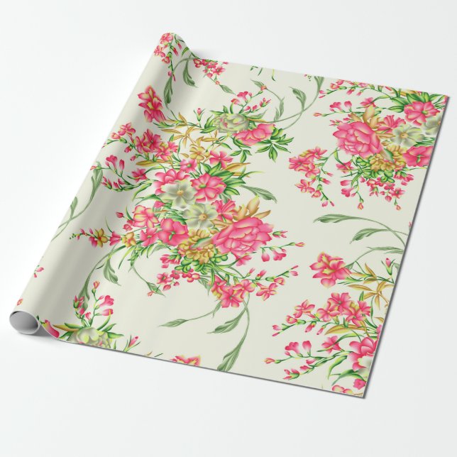 vattenfärgsblomma mönsterabstrakt, rosa, konst, ba presentpapper (Utrullad)