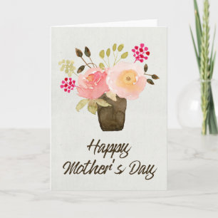 Vattenfärgsblomma - Mors dag-kort i Lycklig Kort