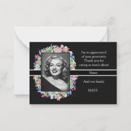 Vattenfärgsblomma på svart efter Tack Anteckningskort