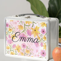 Vattenfärgsblomma Personlig Metall Lunchbox