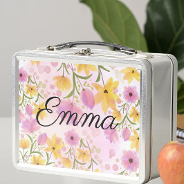 Vattenfärgsblomma Personlig Metall Lunchbox