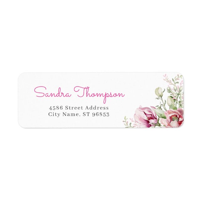 Vattenfärgsblomma, Returadress Returadress Etikett (Framsidan)
