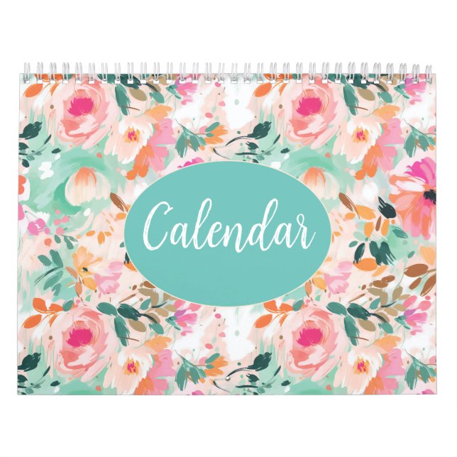 Vattenfärgsblomma Rosa Flower Kalender (Omslag)