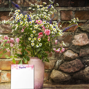 Vattenfärgsblomma rosa lila brev anteckningsblock