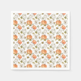 Vattenfärgsblomma Rustic Pumpkins Pappersservett