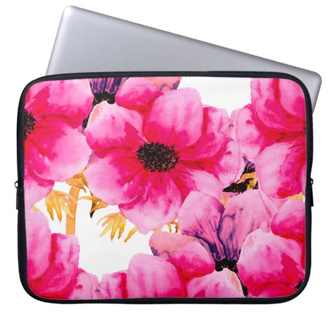 Vattenfärgsblomma, sömlös mönster-bakgrund,beau laptop fodral (Framsidan)
