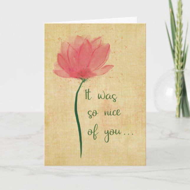 Vattenfärgsblomma Tack för att vara så snygg Kort (Framsida)