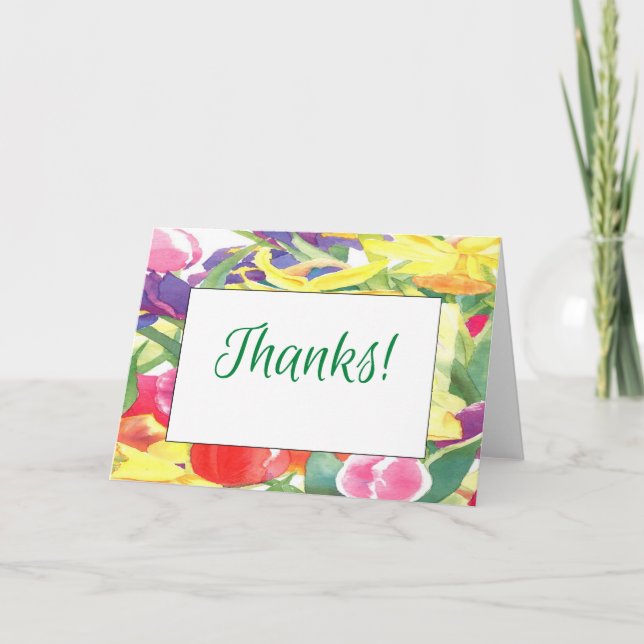 Vattenfärgsblomma, tack kort (Framsida)