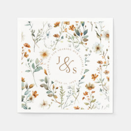 Vattenfärgsblomma vild Boho bröllop Pappersservett