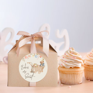 Vattenfärgsblomma Vild Boho Nursery Baby Shower Runt Klistermärke