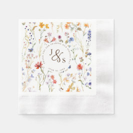 Vattenfärgsblomma vild Boho stil förlovning Pappersservett