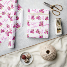 Vattenfärgsblomman lagrar rosa personligt bröllp v presentpapper