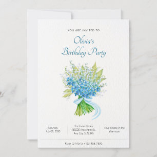 Vattenfärgsblommans bouquet-födelsedag inbjudningar