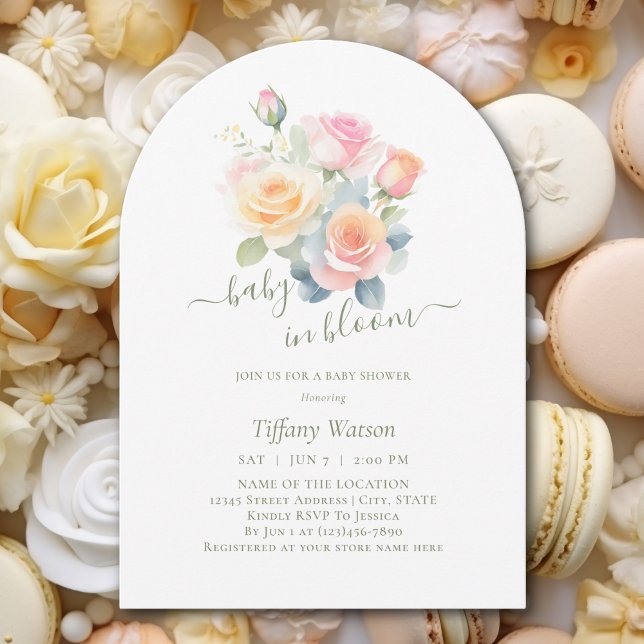 VattenfärgsBlommigt Baby i Bloom Baby Shower Inbjudningar (Skapare uppladdad)