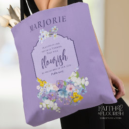 VattenfärgsBlommigt Bble Lila Personlig  Tygkasse