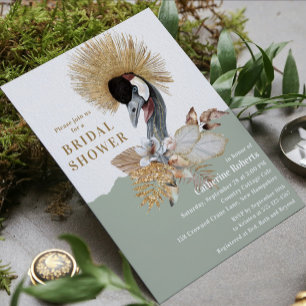 VattenfärgsBlommigt Bird Guld Glitter Möhippa Inbjudningar