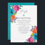 VattenfärgsBlommigt Fiesta Bat mitzvah Inbjudningar<br><div class="desc">Vattenfärgsfiesta bat mitzvah inbjudan med handskriftstypografi och turkoshattfärgsvattenfärg tvättar omvänd designad för att snabbt och enkelt kunna anpassas till dina händelsespecifikationer.</div>