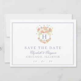 VattenfärgsBlommigt Garden Party Vapensköld Spara Datumet