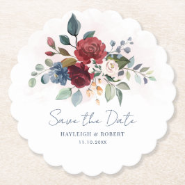 VattenfärgsBlommigt Greenery Bröllop spara datum Underlägg Papper