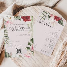 VattenfärgsBlommigt Handflatan | Bachelorette Helg Inbjudningar