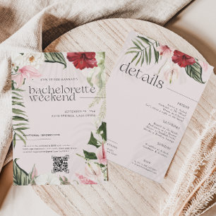 VattenfärgsBlommigt Handflatan   Bachelorette Helg Inbjudningar