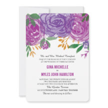 VattenfärgsBlommigt Lila Botaniska Bröllop