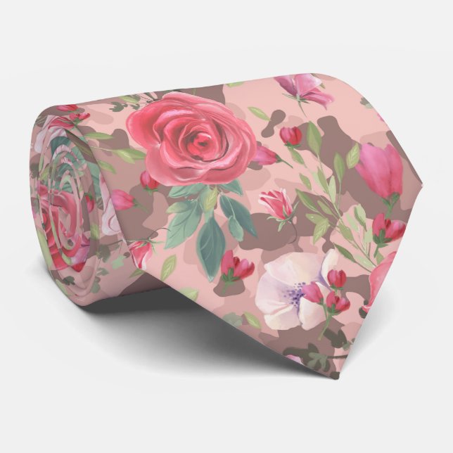 VattenfärgsBlommigt Ro Guld Camouflage Rosa Slips (Rullad)