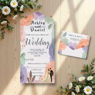 VattenfärgsBlommigt Romantic lite Elegant bröllop