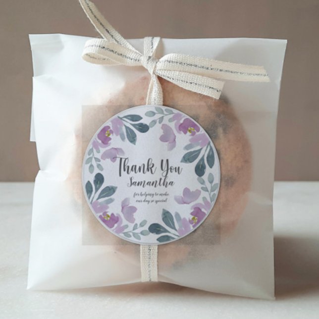 Vattenfärgsblommigt  Rosa Tack Runt Klistermärke (Skapare uppladdad)