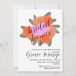 VattenfärgsBlommigtar Bouquet Rosa Fet Möhippa Inbjudningar