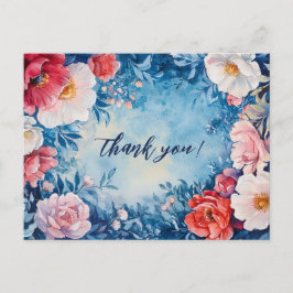 VattenfärgsBlommigtar Rosa Blue TACK ANPASSNINGSBA Vykort