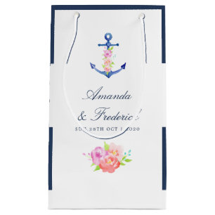 VattenfärgsBlommigten Nautical Bröllop Tack