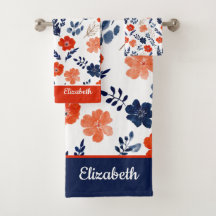 VattenfärgsBlommönster Monogrammed Namn Elegant