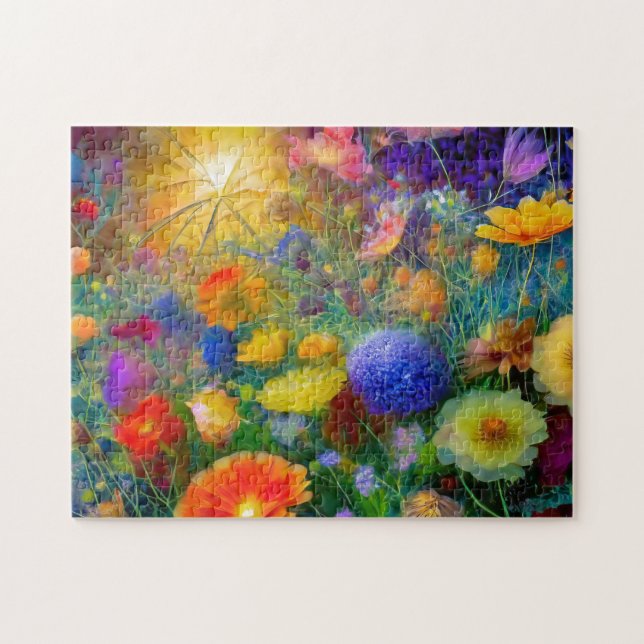 Vattenfärgsblommor 2 Photo Puzzles Internet Jigsza Pussel (Horisontell)