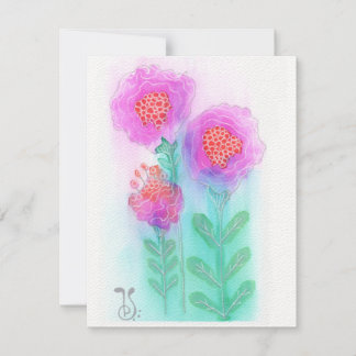 Vattenfärgsblommor-6 (4,25" x 5,5") - platta antec anteckningskort