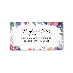 Vattenfärgsblommor Adressetiketter Stickers Bröllo