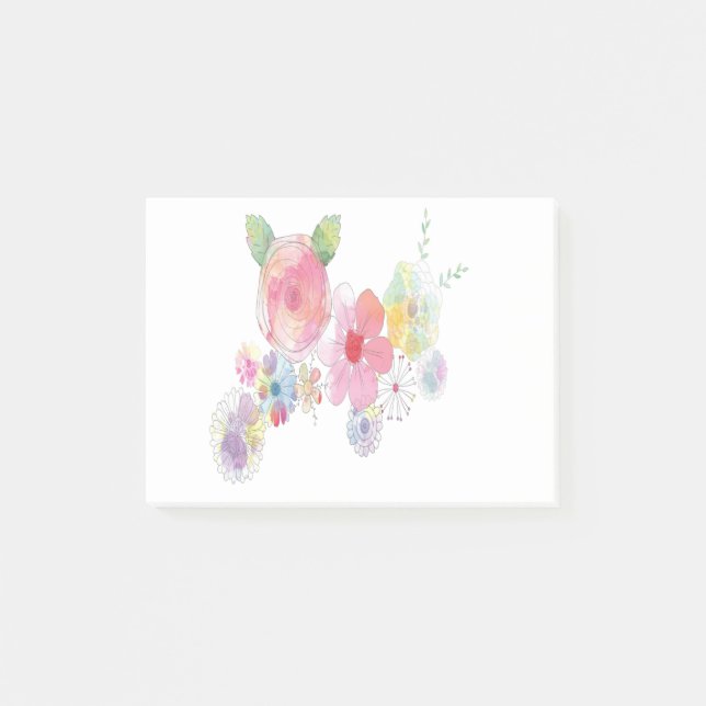 Vattenfärgsblommor Art Post-it Block (Framsida)