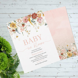 Vattenfärgsblommor Baby i blomman Baby Shower Invi Inbjudningar