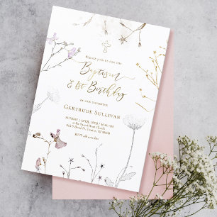 Vattenfärgsblommor Baptism och födelsedag Inbjudningar