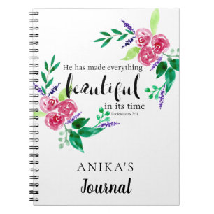 vattenfärgsblommor bible verse personlig chic anteckningsbok