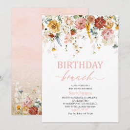 Vattenfärgsblommor Birthday brunch Baby Shower Inbjudningar