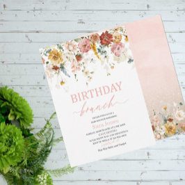 Vattenfärgsblommor Birthday brunch Baby Shower Inv Inbjudningar