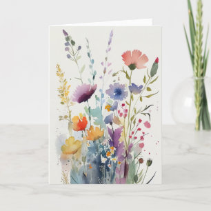 Vattenfärgsblommor Birthday Helgkort