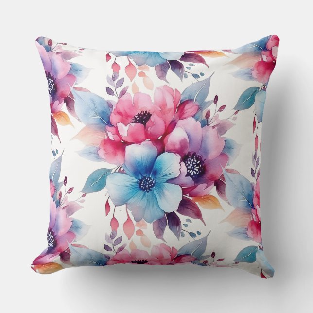 Vattenfärgsblommor, Blommigt Design-45893 Kudde (Framsida)